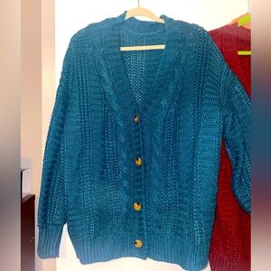 Cute oversized sweater in Azure!